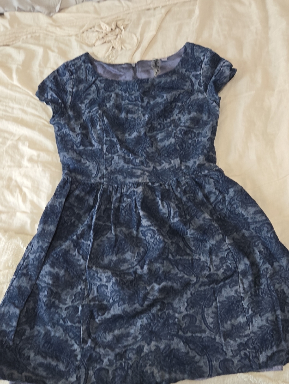 Girls' Blue Paisley Fit-and-Flare Dress